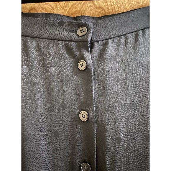Vintage Anne Klein Pure Silk Button-up Skirt Black Polka Dots Size 12 Flowy NWT - Picture 2 of 16